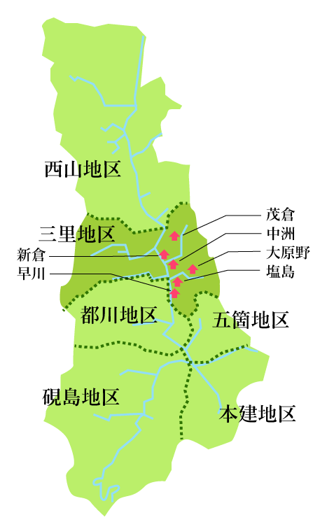三里地区の地図