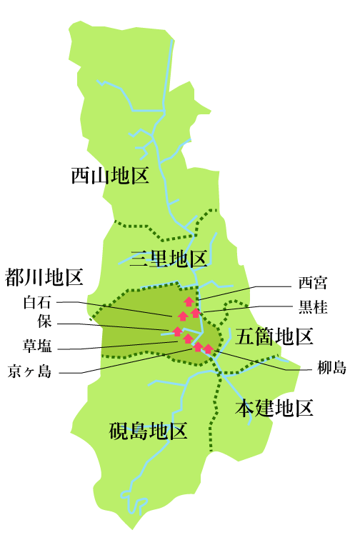都川地区の地図