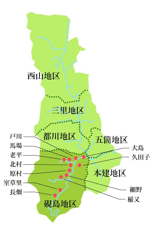 硯嶋地区の地図